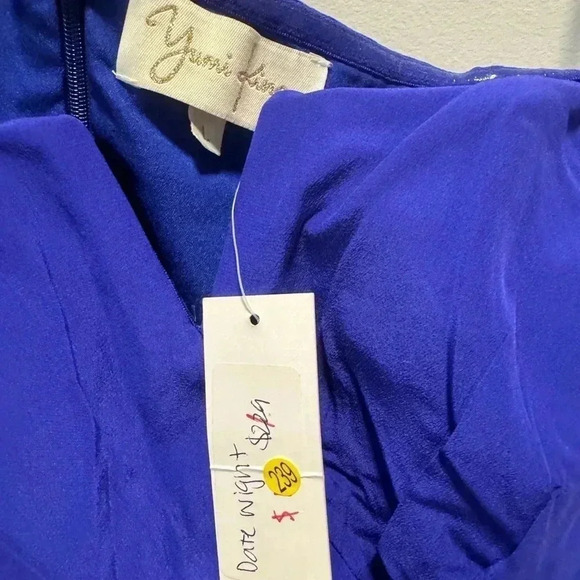 NWT Date Night Dress Yumi Kim Revolve Dodger Blue Strapless Short Silk Dress L - Picture 9 of 11